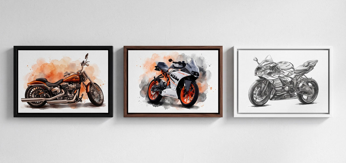 Motorportret van je eigen foto - voorbeelden op canvas, poster en ingelijst