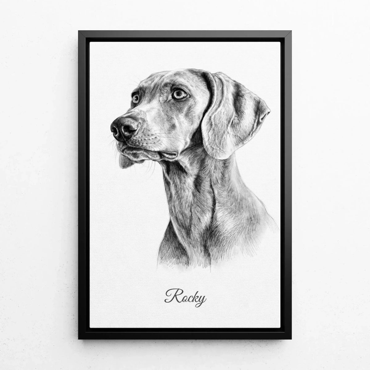 Hundeportrait im Bleistift-Stil - Rahmen Schwarz