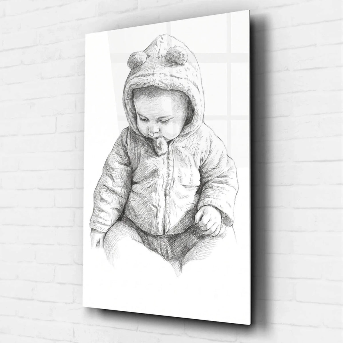 Babyportret in potloodstijl van je foto - acrylglas