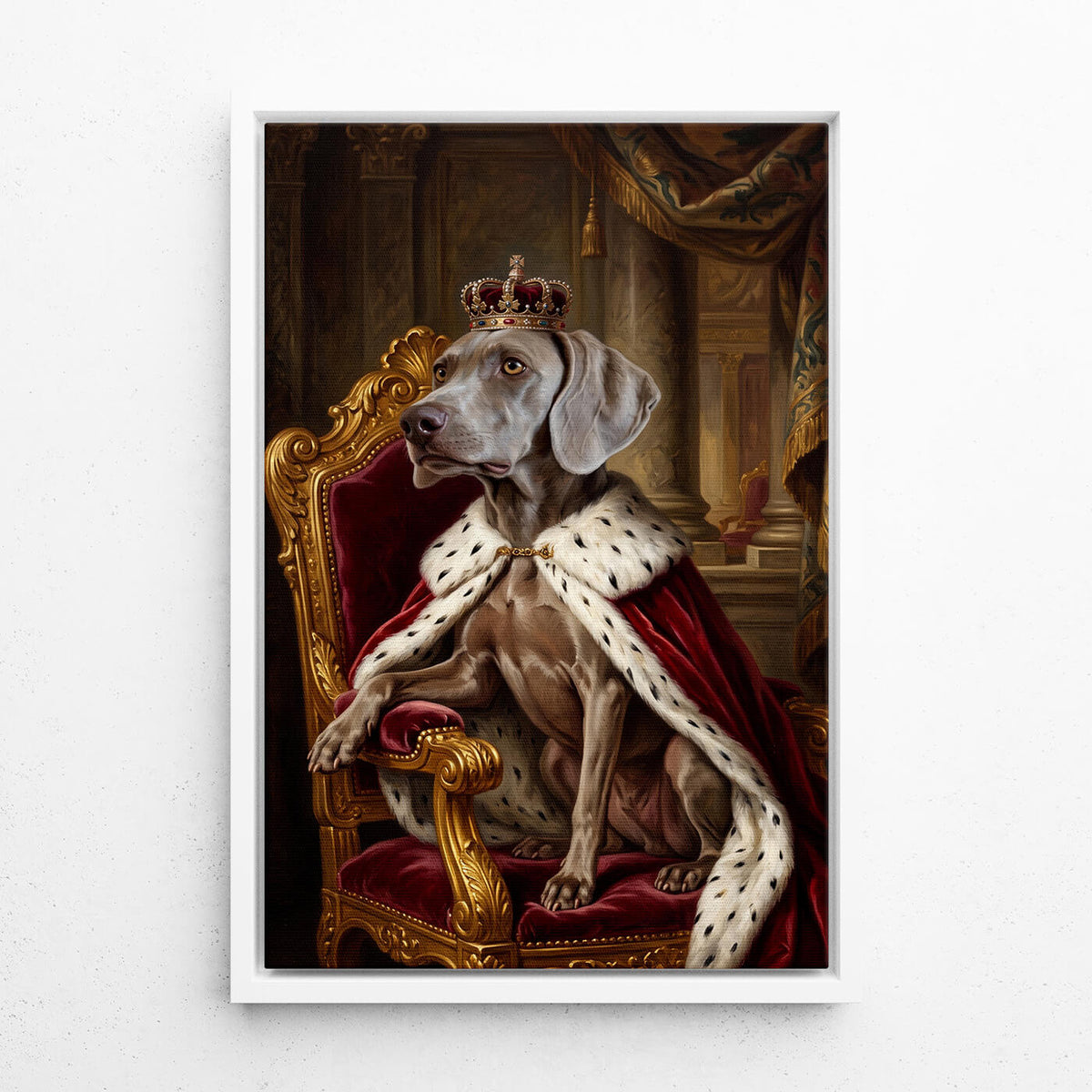 Hondenportret in renaissancestijl van je foto - canvas met witte lijst