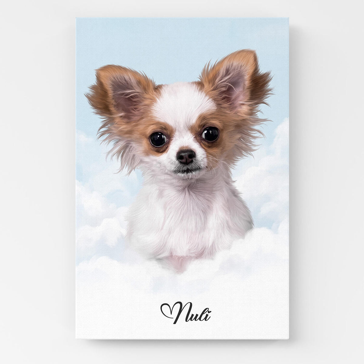 Gepersonaliseerd hondenportret op de wolken van je foto - canvas