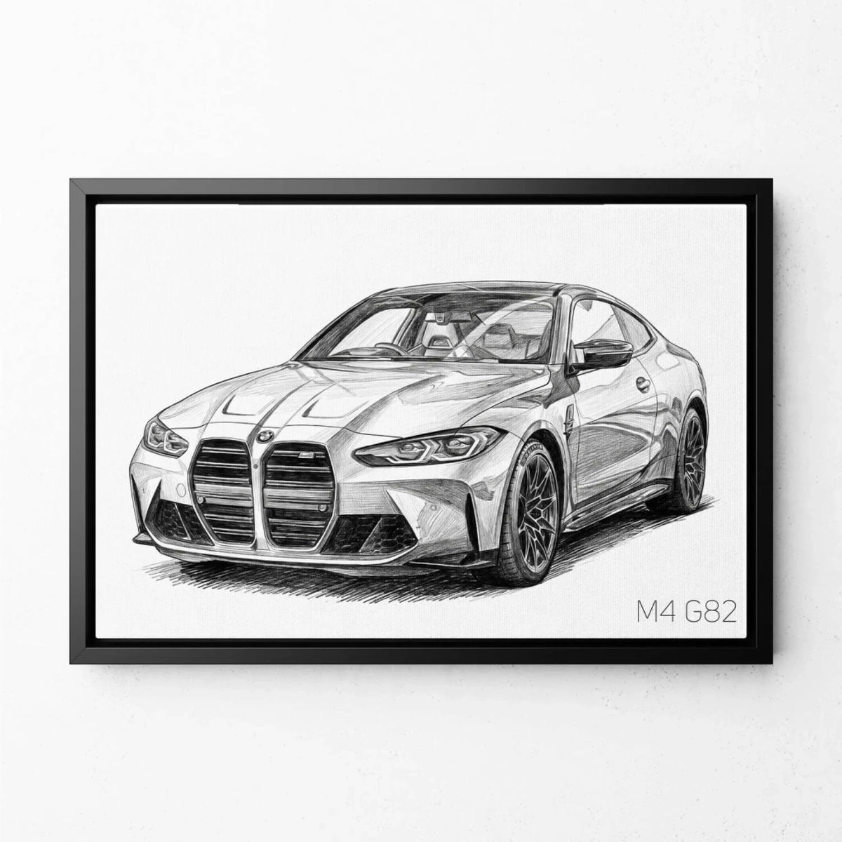 Autoportret in potloodstijl (liggend formaat) van je foto - canvas met zwarte lijst