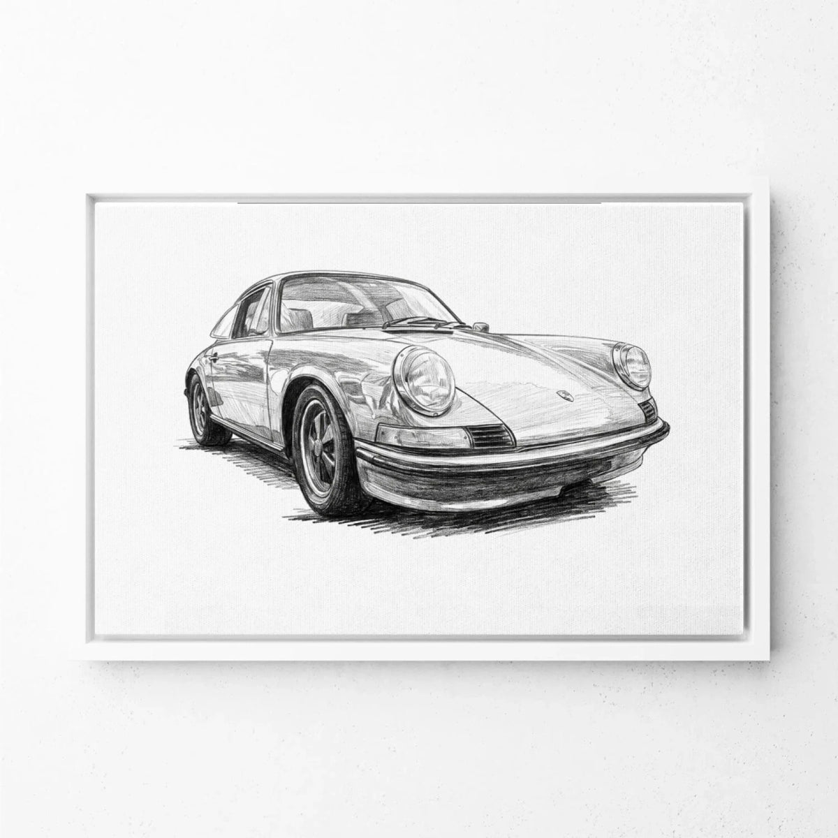 Autoportret in potloodstijl (liggend formaat) van je foto - canvas met witte lijst
