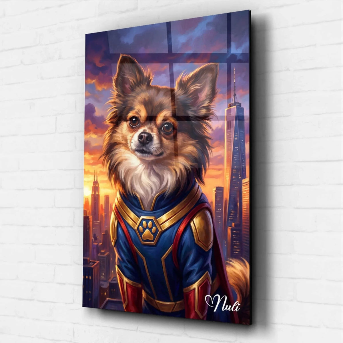 Hondenportret als superheld van je foto - acrylglas