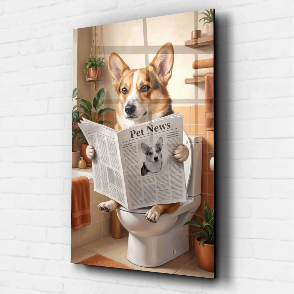Grappig hondenportret op het toilet van je foto - acrylglas