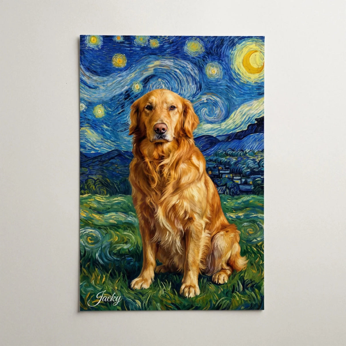 Hondenportret in Van Gogh-stijl van je foto - poster