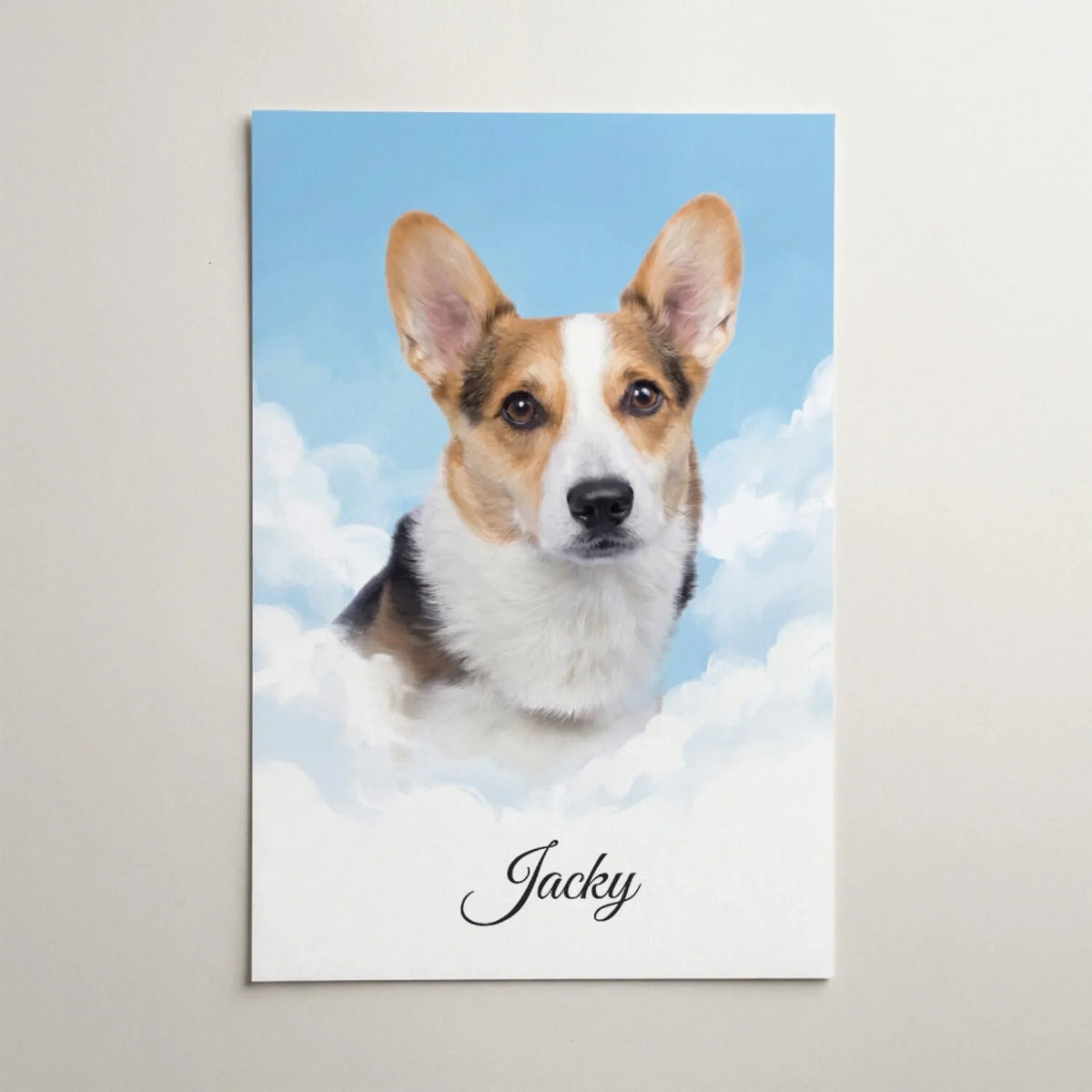 Gepersonaliseerd hondenportret op de wolken van je foto - poster