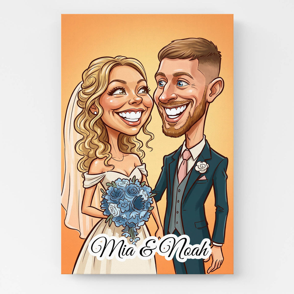 Koppel- & familieportret in karikatuurstijl van je foto - canvas