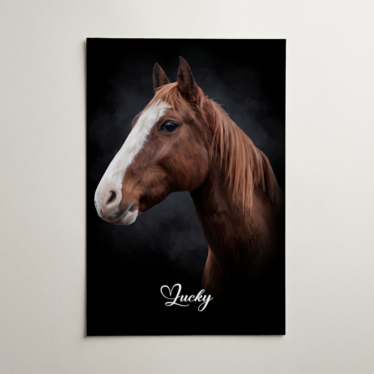 Paardenportret in aquarelstijl - Zwart van je foto - poster