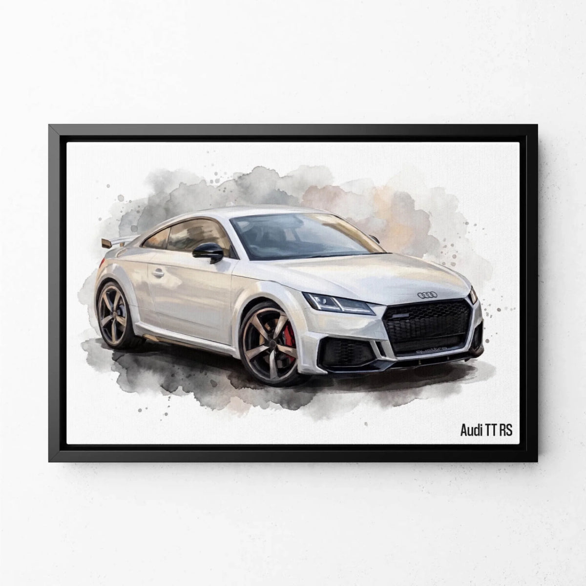 Autoportret in aquarelstijl van je foto - canvas met zwarte lijst
