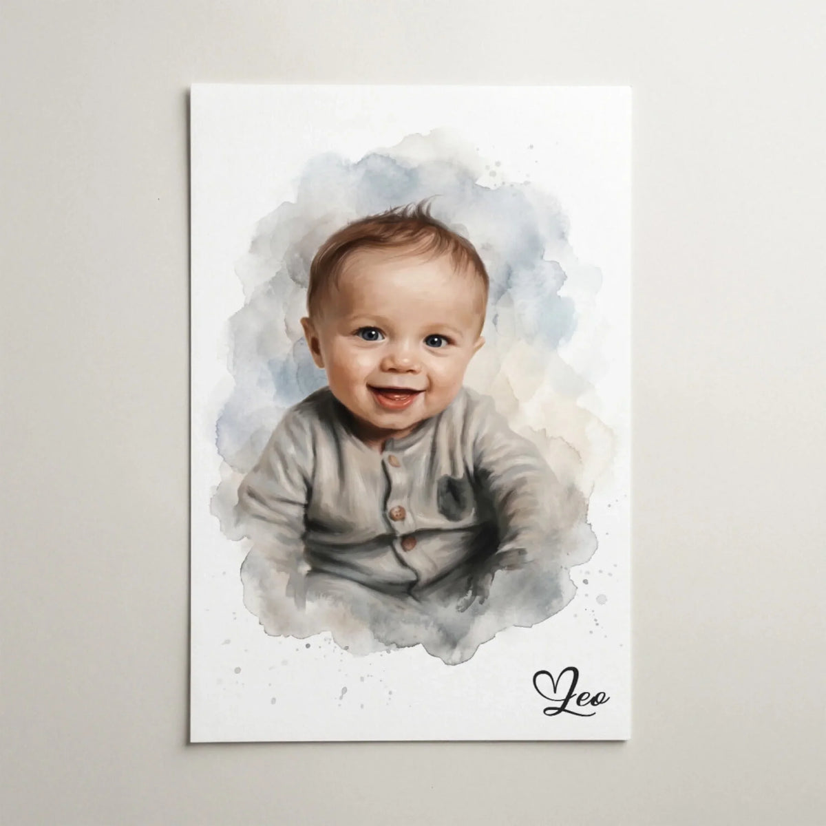 Babyportret in aquarelstijl van je foto - poster