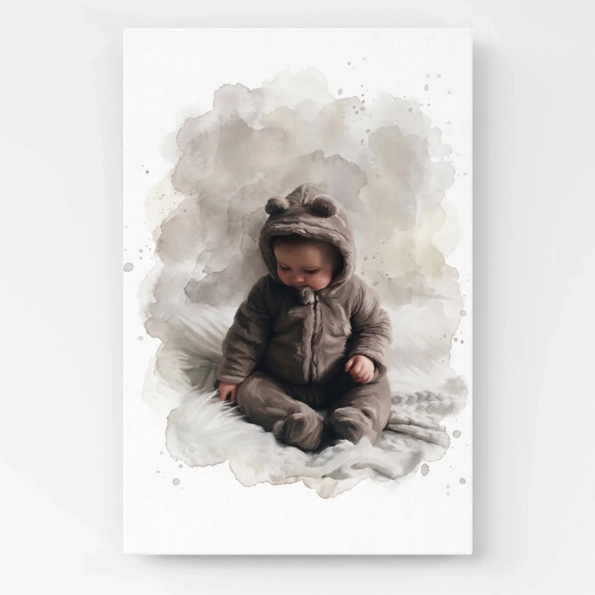 Babyportret in aquarelstijl van je foto - canvas