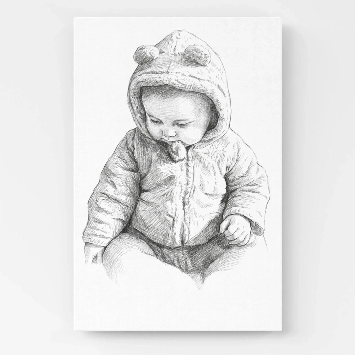 Babyportret in potloodstijl van je foto - canvas