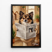Paardenportret op de wc van je foto - canvas met zwarte lijst