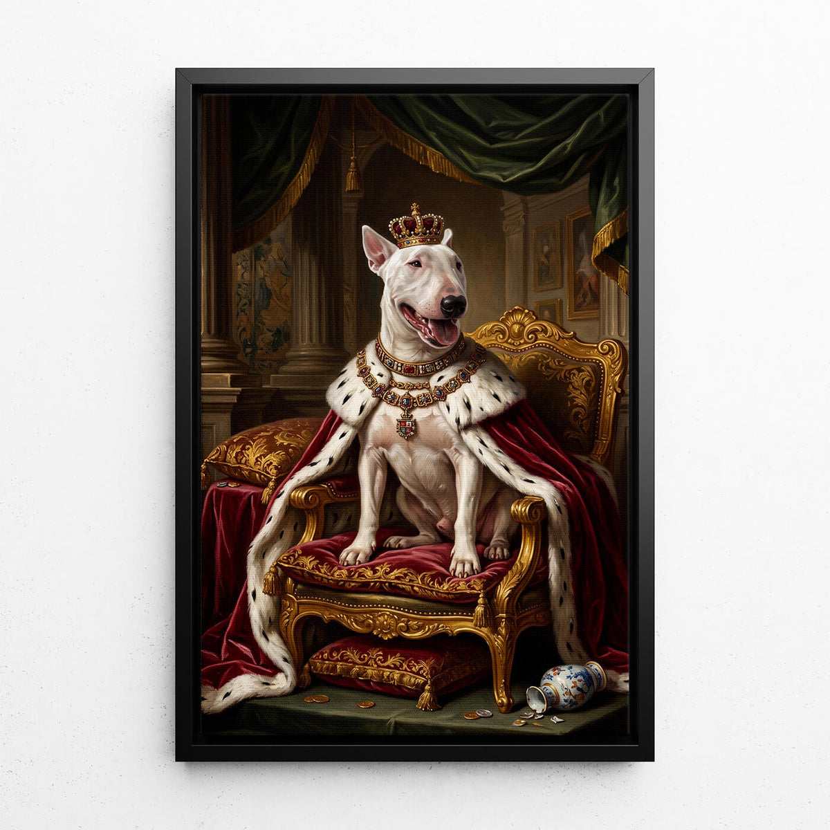 Hondenportret in renaissancestijl van je foto - canvas met zwarte lijst