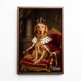 Paardenportret in renaissancestijl van je foto - canvas met walnoten lijst