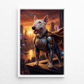 Kattenportret als superheld van je foto - canvas met witte lijst