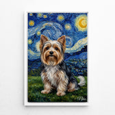 Kattenportret in Van Gogh-stijl van je foto - canvas met witte lijst
