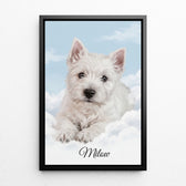 Paardenportret op wolken van je foto - canvas met zwarte lijst