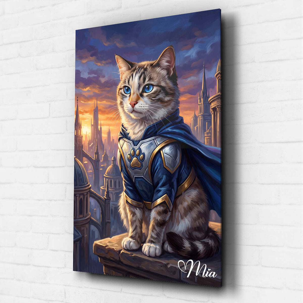 Kattenportret als superheld van je foto - acrylglas