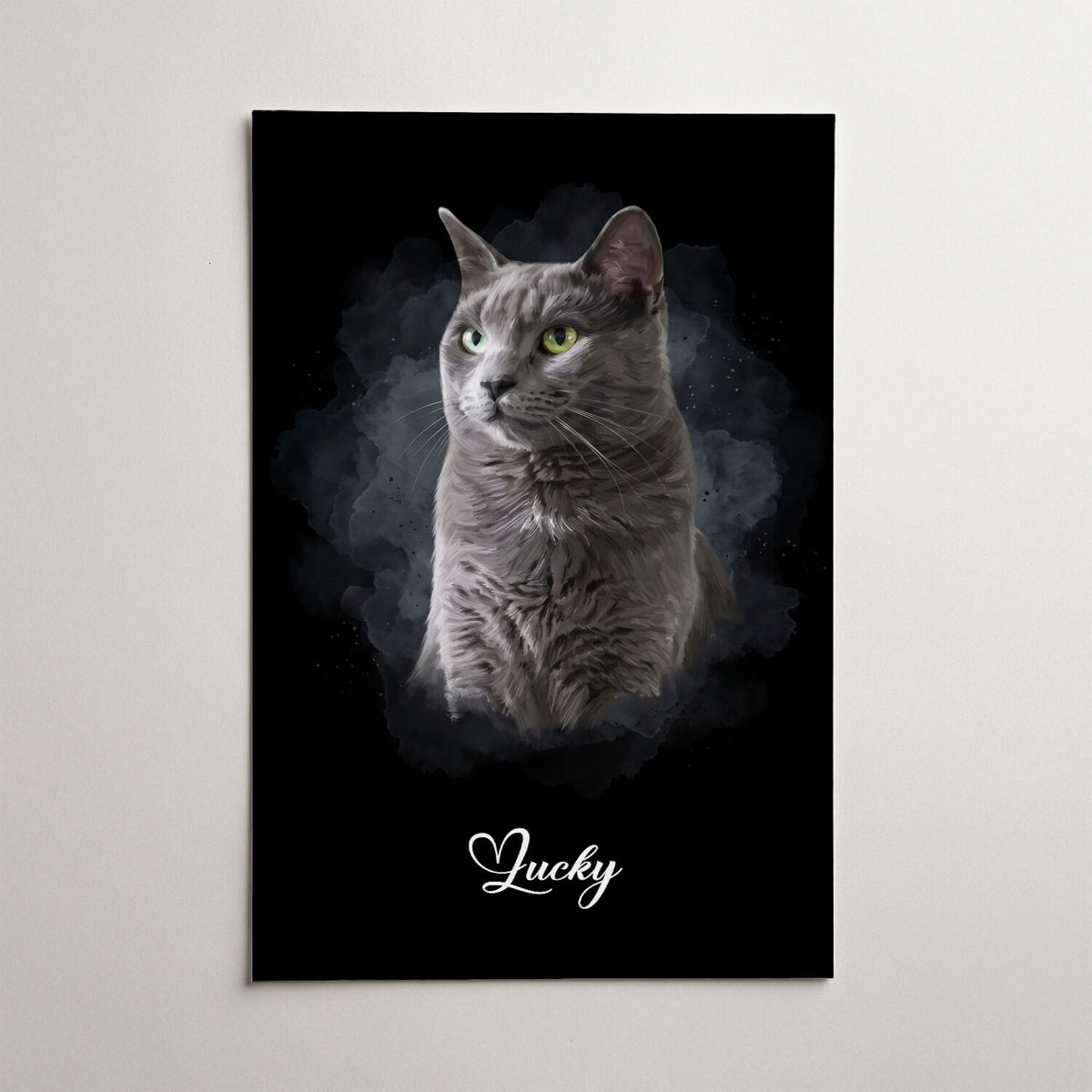 Kattenportret in aquarelstijl - Zwart van je foto - poster