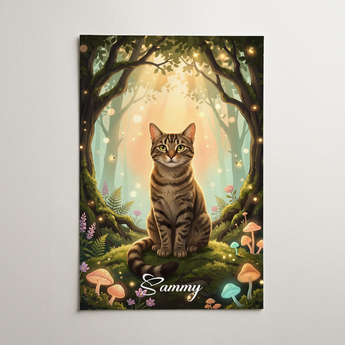 Kattenportret in fantasy- / cartoonstijl van je foto - poster
