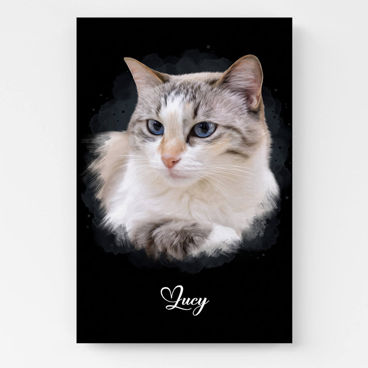 Kattenportret in aquarelstijl - Zwart van je foto - canvas