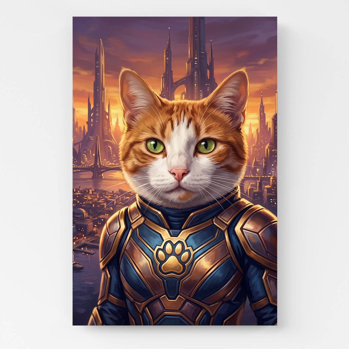 Kattenportret als superheld van je foto - canvas