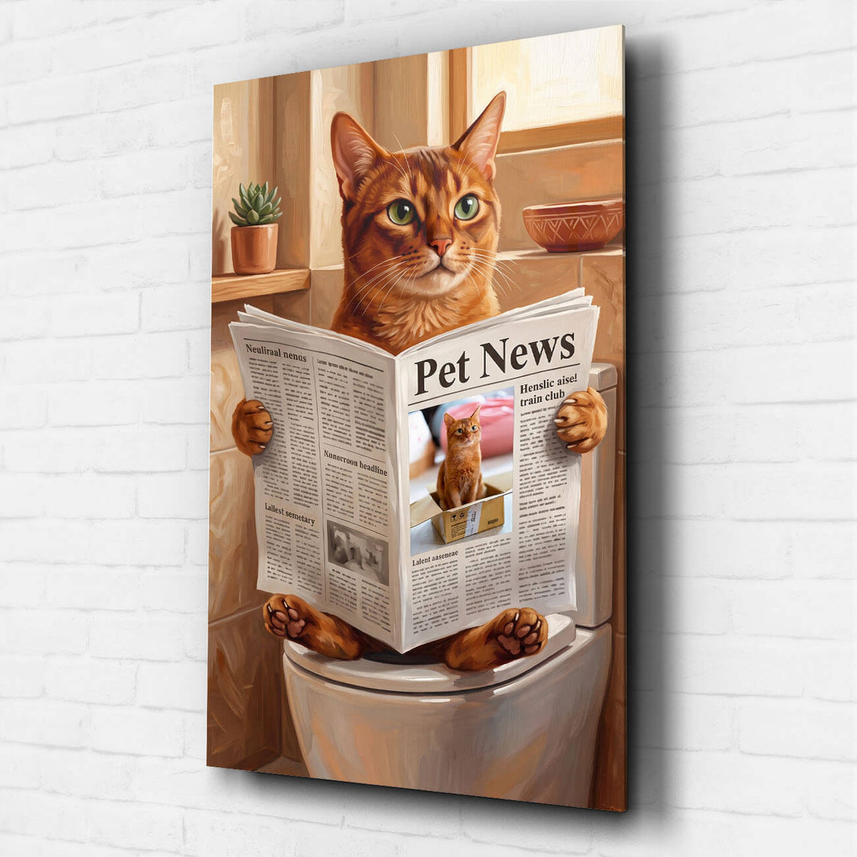 Grappig kattenportret op het toilet van je foto - acrylglas