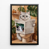 Paardenportret op de wc van je foto - canvas met zwarte lijst