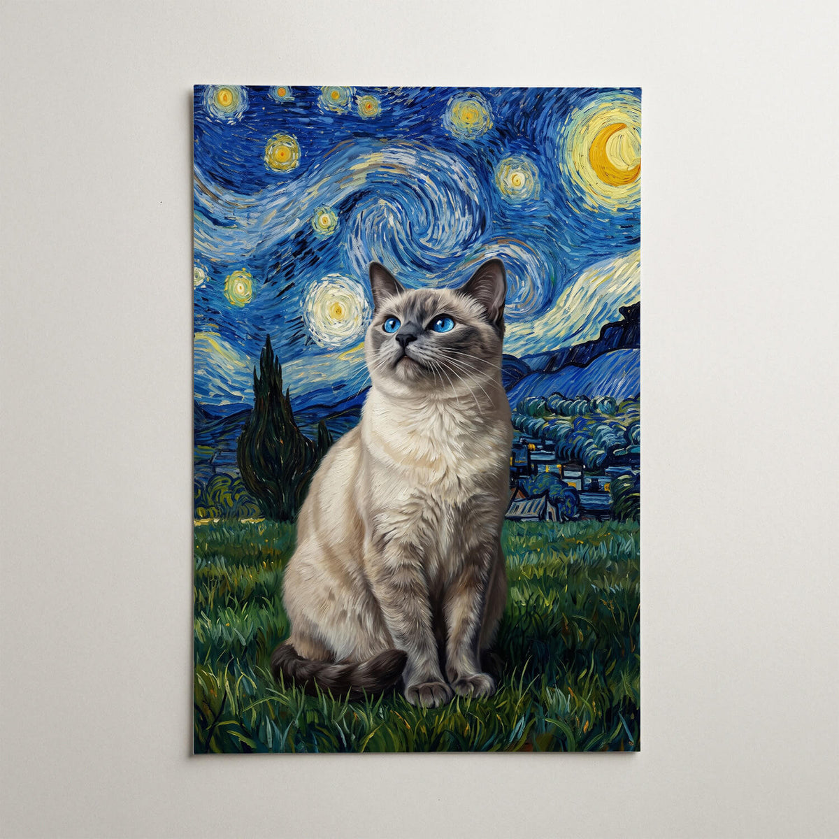 Kattenportret in Van Gogh-stijl van je foto - poster