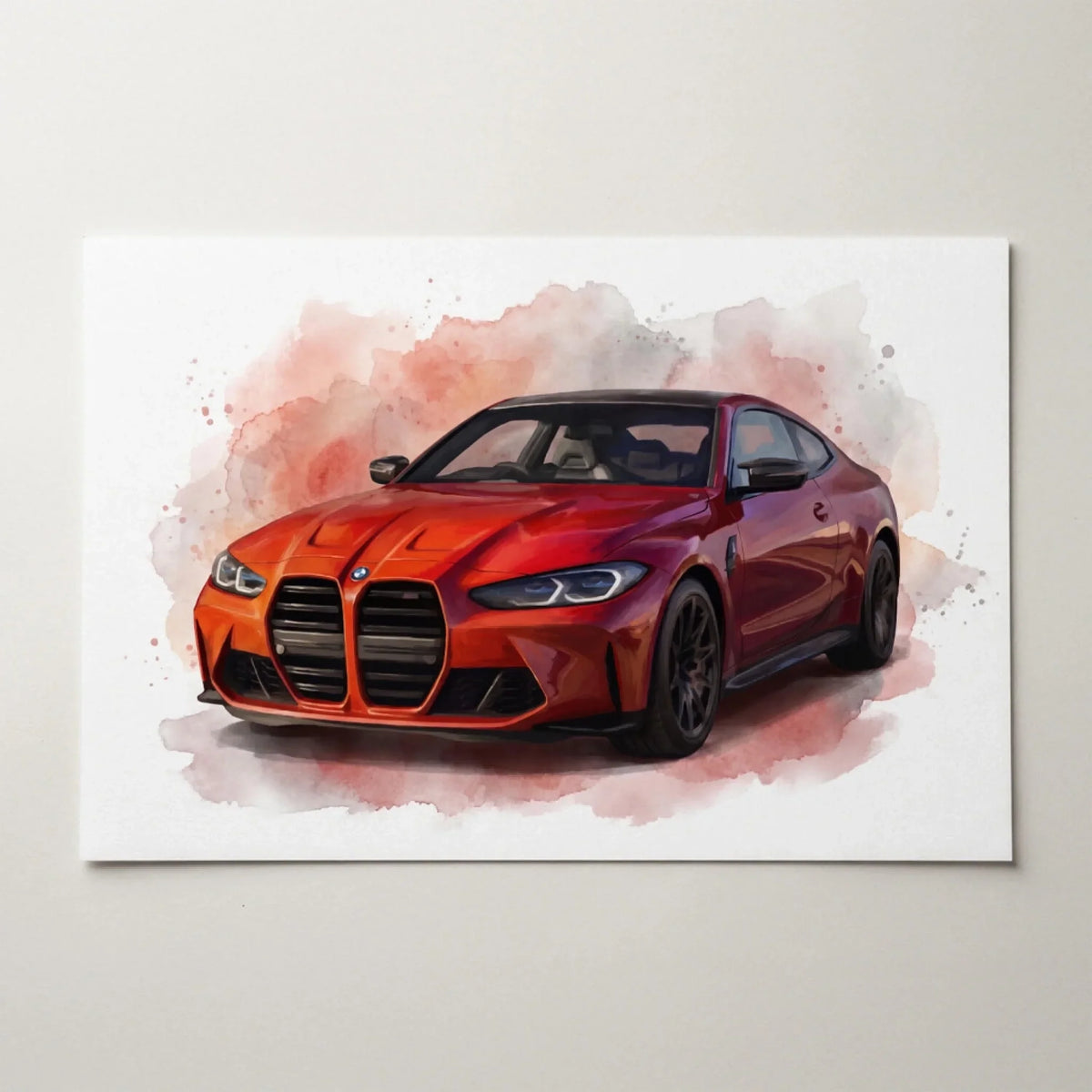 Autoportret in aquarelstijl (liggend formaat) van je foto - poster