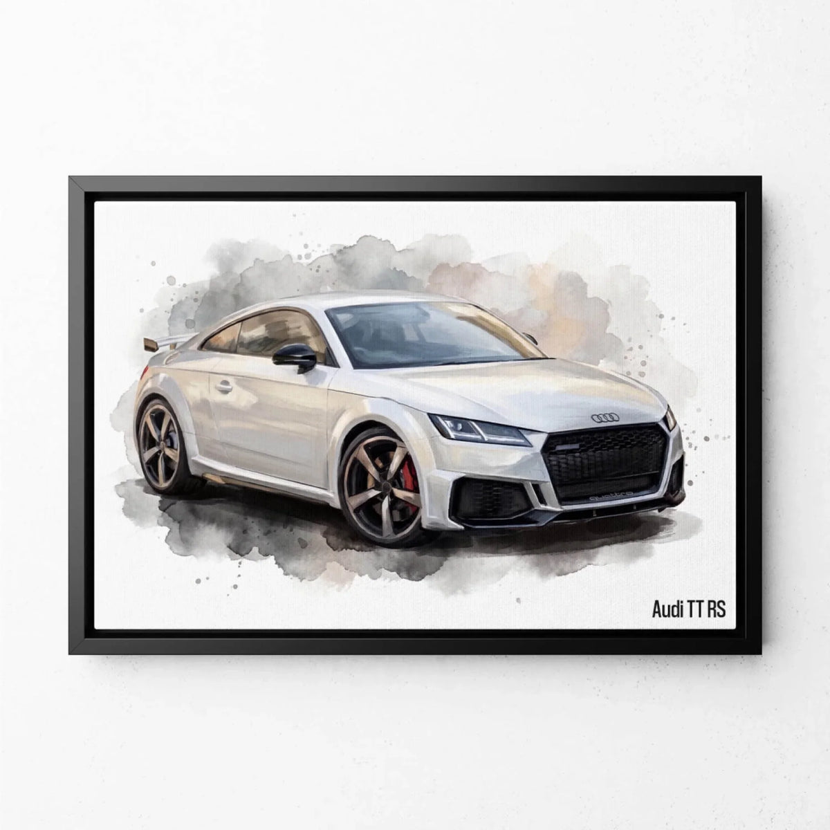 Autoportret in aquarelstijl (liggend formaat) van je foto - canvas met zwarte lijst