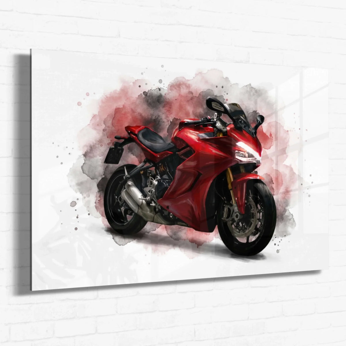 Motorportret in aquarelstijl (liggend formaat) van je foto - acrylglas