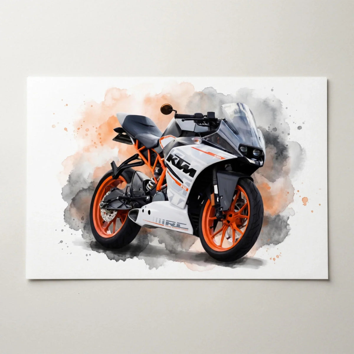 Motorportret in aquarelstijl (liggend formaat) van je foto - poster