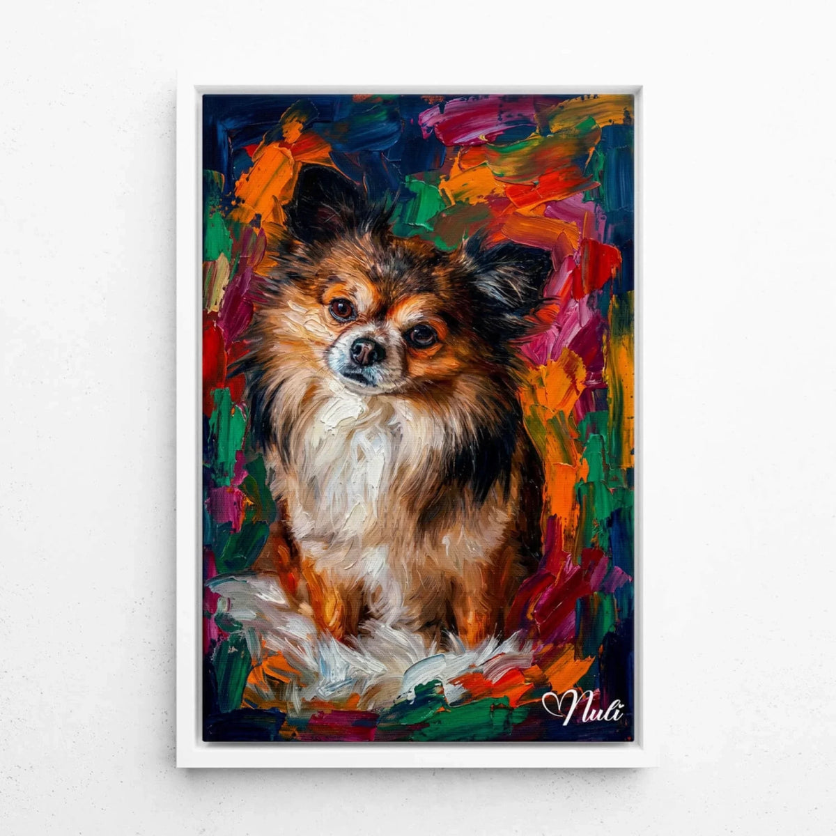 Hondenportret in pop-artstijl van je foto - canvas met witte lijst