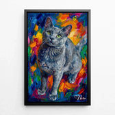 Kattenportret in popartstijl van je foto - canvas met zwarte lijst