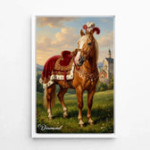Paardenportret in renaissancestijl van je foto - canvas met witte lijst