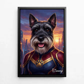 Hondenportret als superheld van je foto - canvas met zwarte lijst
