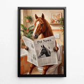 Paardenportret op de wc van je foto - canvas met zwarte lijst