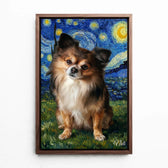 Hondenportret in Van Gogh-stijl van je foto - canvas met walnoten lijst