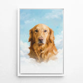 Hondenportret op wolken van je foto - canvas met witte lijst