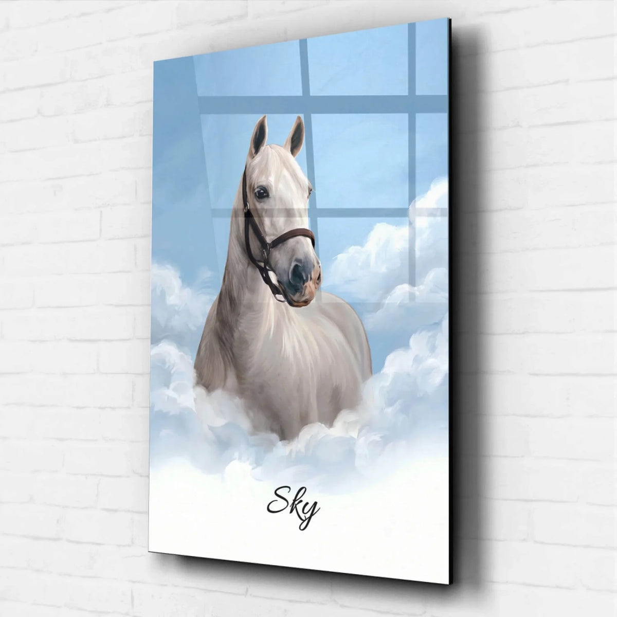 Gepersonaliseerd paardenportret op de wolken van je foto - acrylglas