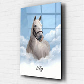 Paardenportret op wolken van je foto - acrylglas