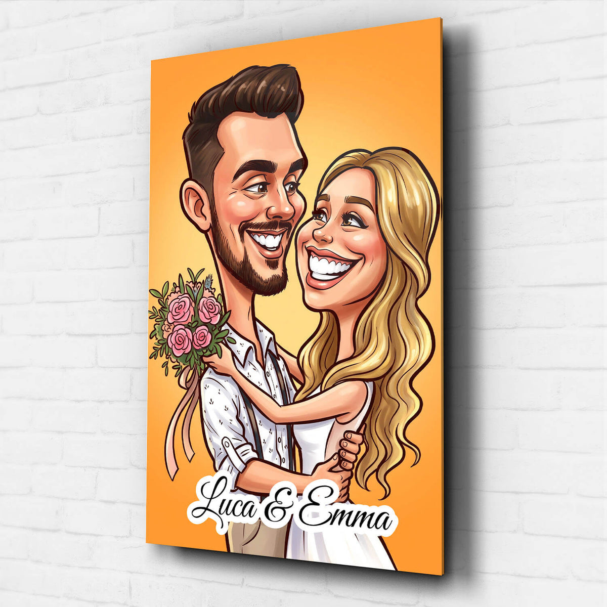 Koppel- & familieportret in karikatuurstijl van je foto - acrylglas