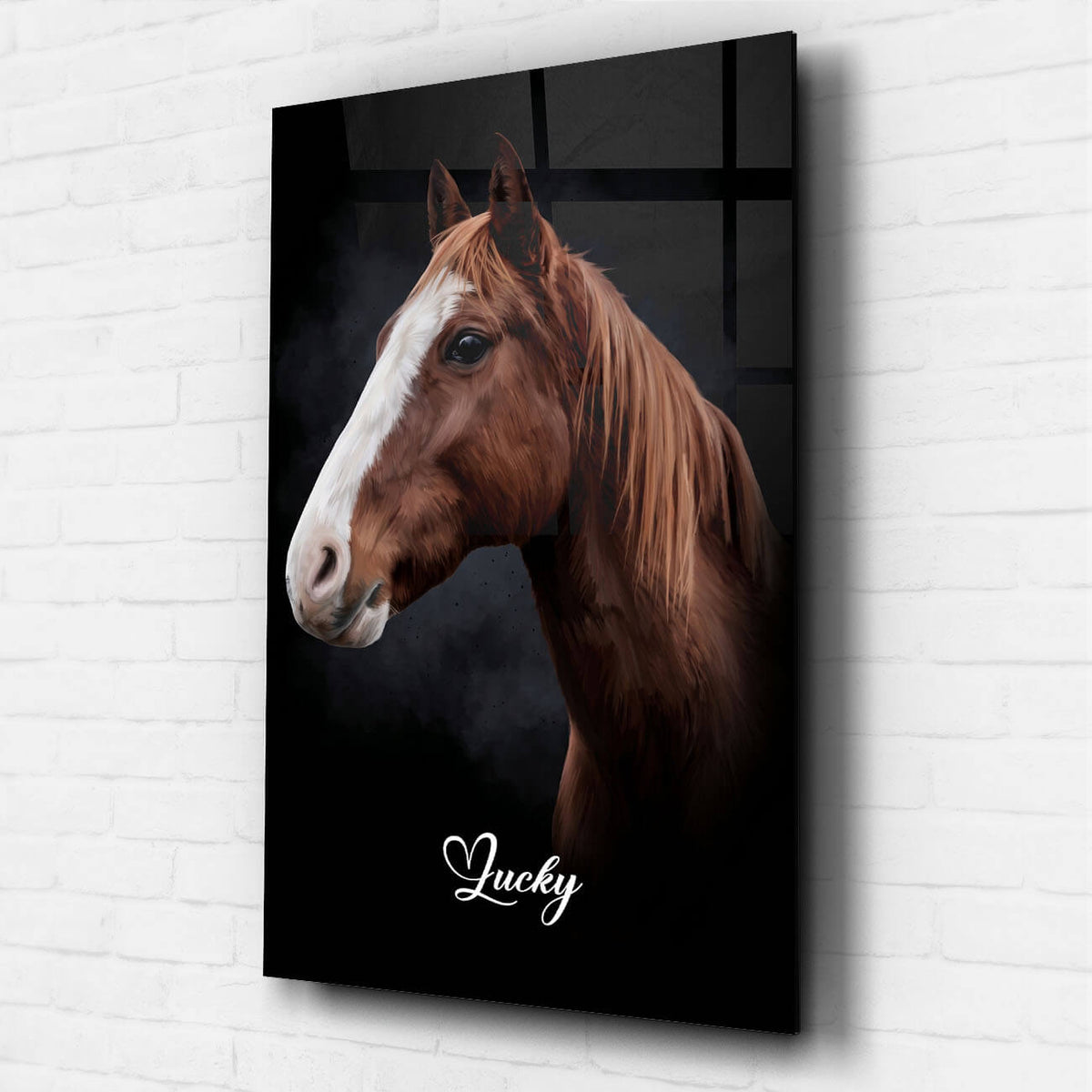Paardenportret in aquarelstijl - Zwart van je foto - acrylglas