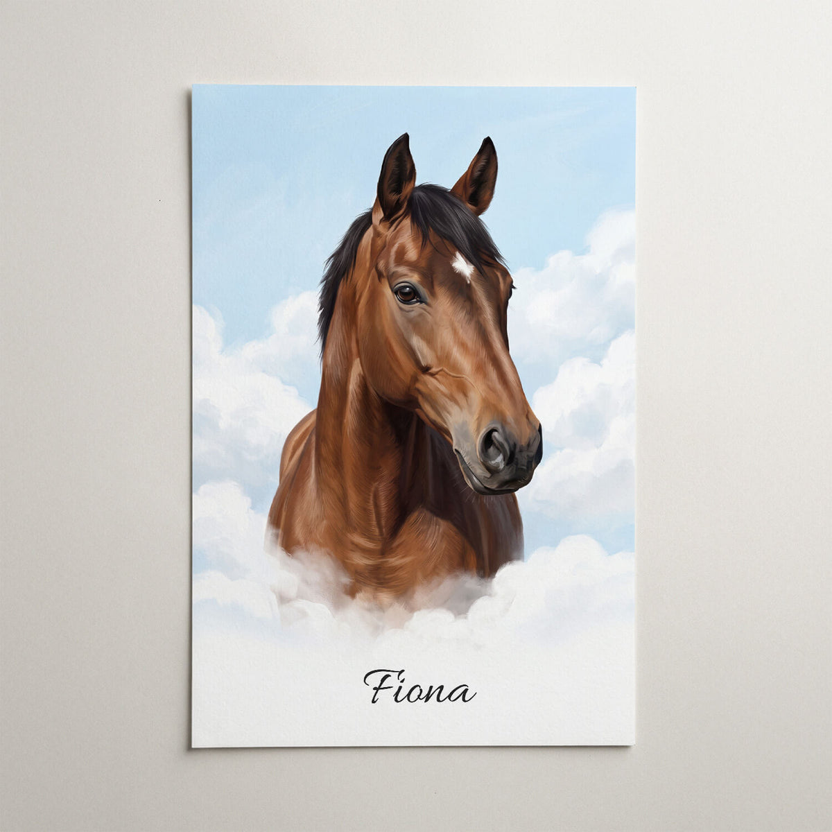 Gepersonaliseerd paardenportret op de wolken van je foto - poster