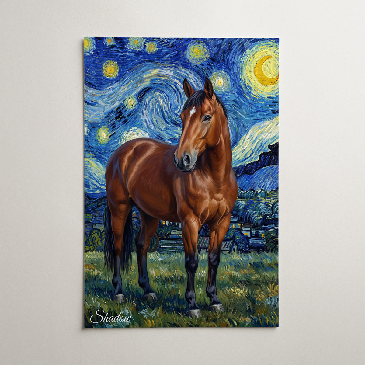 Paardenportret in Van Gogh-stijl van je foto - poster