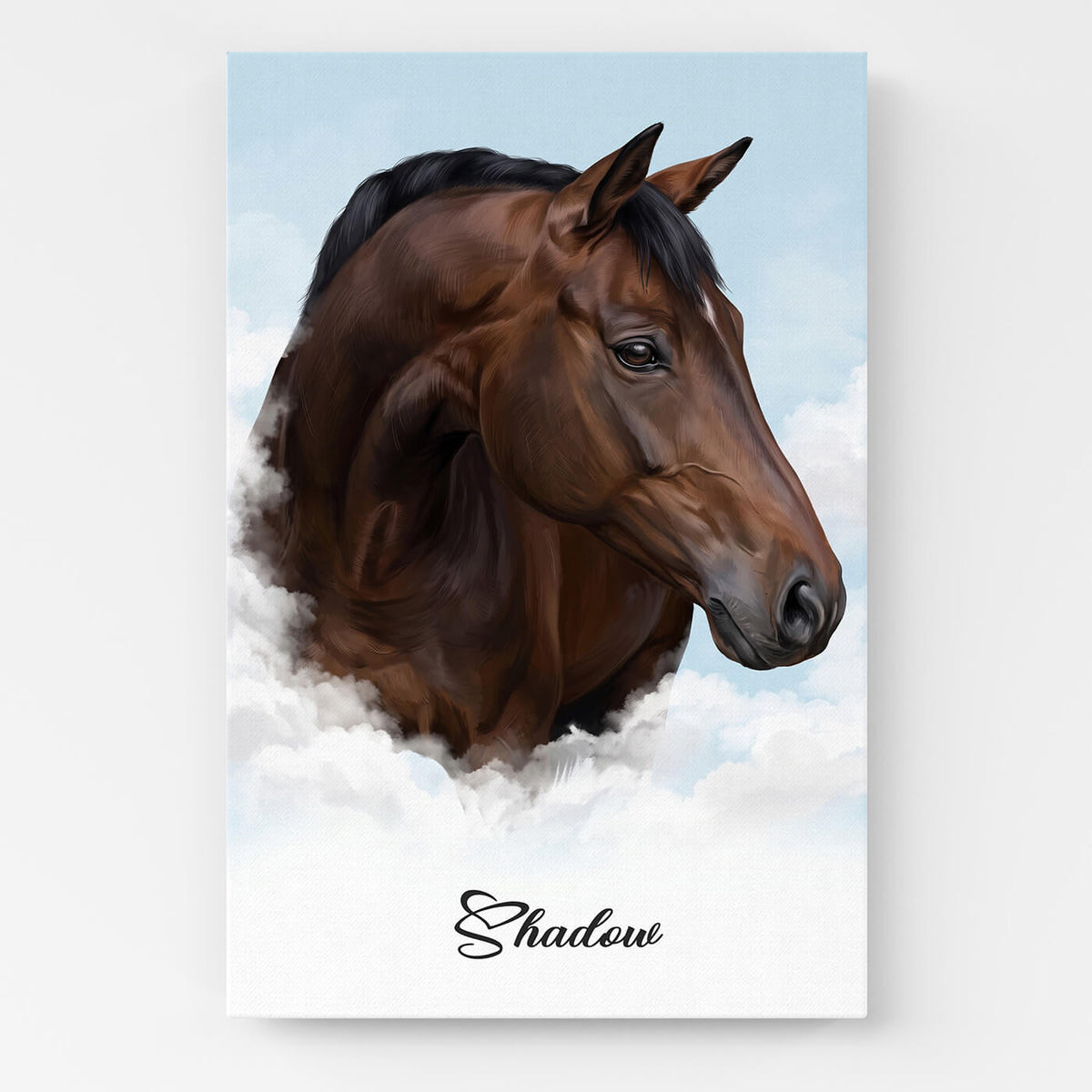 Gepersonaliseerd paardenportret op de wolken van je foto - canvas
